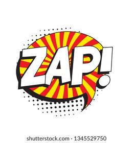 word 'zap' in vintage comic speech bubble with halftone dotted shadow on white background. retro vector pop art illustration easy to edit and customize. eps 10