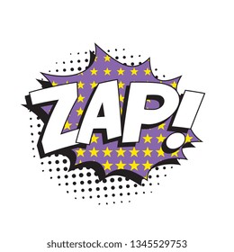 word 'zap' in vintage comic speech bubble with halftone dotted shadow on white background. retro vector pop art illustration easy to edit and customize. eps 10