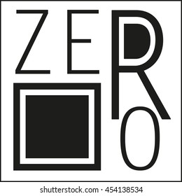 Word zero, sign or logo. Lettering. Vector illustration.