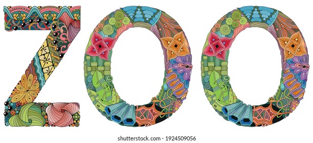Word ZOO. Vector decorative zentangle object