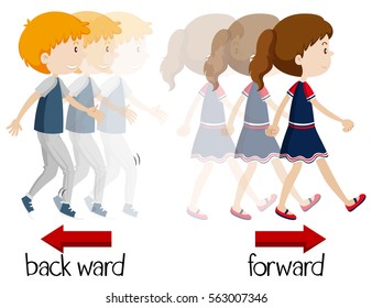 girl walking backwards