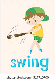 Wordcard Boy Swing Bat Illustration Stock Vector (royalty Free 