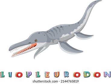 Wordcard design of liopleurodon illustration