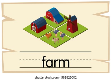 Wordcard design for word farm illustration