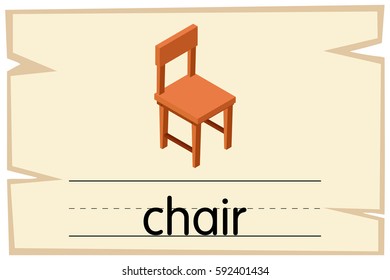 Wordcard template for word chair illustration