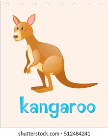 Wordcard with wild kangaroo illustration