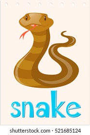 Wordcard with wild snake illustration