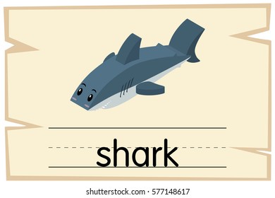 Wordcard for word shark illustration
