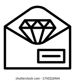 Icono de correo de diamantes de Wordcloud. Símbolo del vector de correo de diamante de nube de esquema para diseño web aislado en fondo blanco