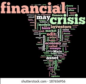 Wordcloud for Financial Crisis. Visual concept for economical issues.