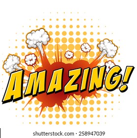 Wording with explosion and polkadot background