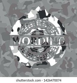 Wording on grey camouflage pattern