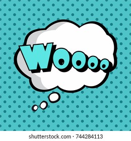 Wording Sound Effect for Comic Speech Bubble. Woooo
