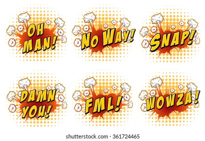 Wordings on cloud explosion illustration