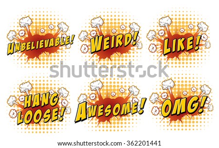 Wordings on cloud explosion illustration