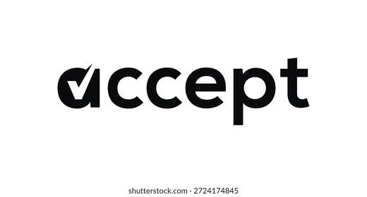 WordMark Acepta el diseño del logotipo, compruebe la Plantilla aprobada del Vector del icono del símbolo de Verifield