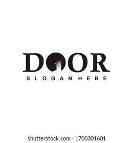 icono del logotipo de la puerta negra de marca de palabras vectorial