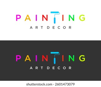 Wordmark design about letter T interior painting decoration art.