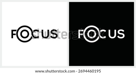 wordmark focus logo design, typography text focus graphic icon vector