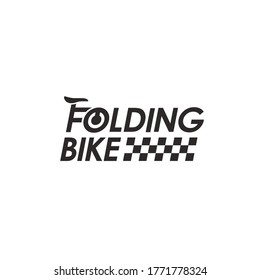 Modelo vectorial del logotipo de la bici plegable de marca Wordmark sobre fondo blanco