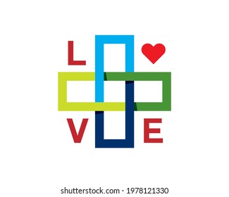 wordmark letter love medical cross colorful	