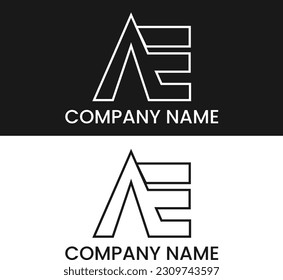 Wordmark Logo design. AE  Unique Brand Logo