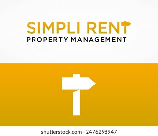 Wordmark sign logo design about the letter T and a rental sign direction board.

