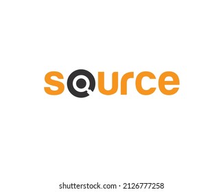 Wordmark Of Source Logo With Magnifying Glass As Letter O	