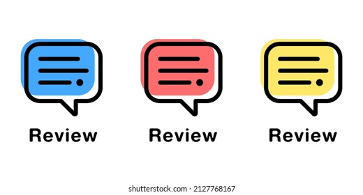 word-of-mouth communication, user review and feedback of speech bubble. Vector Icon Illustration Set