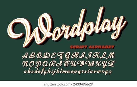 Wordplay is a script alphabet with 3d and shadow effects.