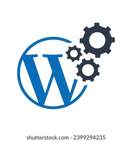 Wordpress Optimization Flat Blue Icon Isolate On White Background Vector Illustration | Seo Icons