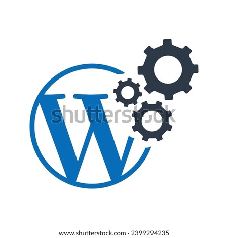 Wordpress Optimization Flat Blue Icon Isolate On White Background Vector Illustration | Seo Icons