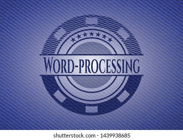 Word-processing emblem with jean high quality background. Vector Illustration. Detailed.