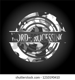 Word-processing on grey camo texture