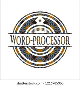 Word-processor arabesque badge. arabic decoration.