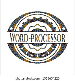 Word-processor arabesque emblem. arabic decoration.