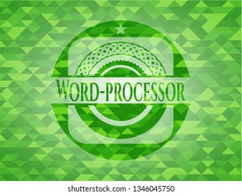 Word-processor green mosaic emblem