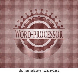 Word-processor red seamless geometric emblem.