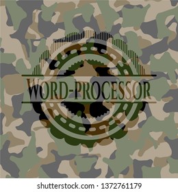 Word-processor written on a camo texture