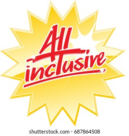 The words "All inclusive" handwritten on a star with a shiny flash