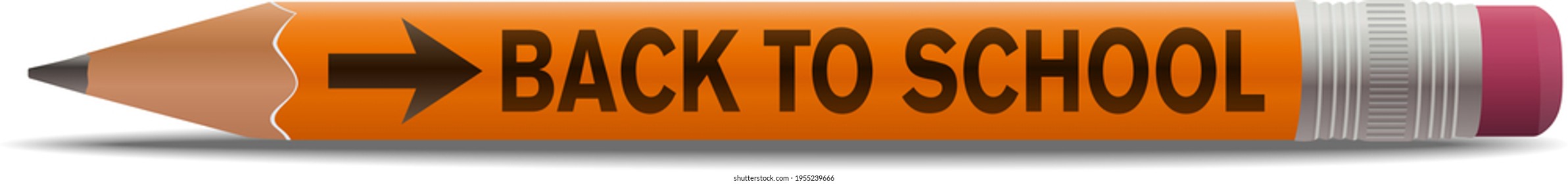 words BACK TO SCHOOL on side of pencil, realistic vector illustration