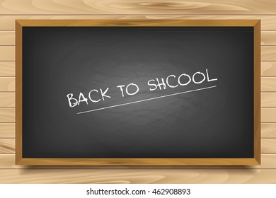 Words back to school written on a nero chalkboard with chalk isolated on white background, illustration.