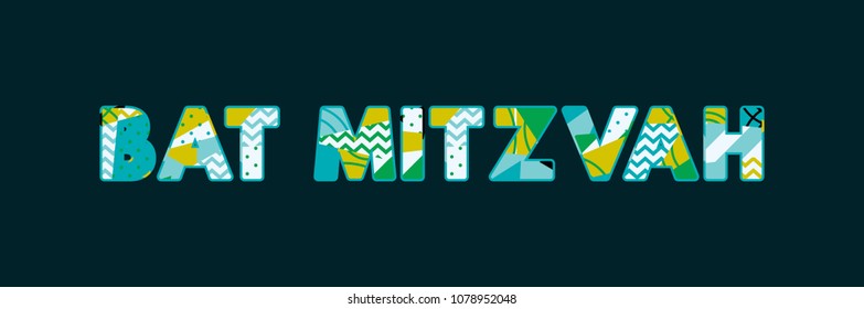 The words BAT MITZVAH concept written in colorful abstract typography. Vector EPS 10 available.