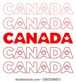 words 'canada' with maple leaves silhouettes for greeting cards, posters, invitations, brochures