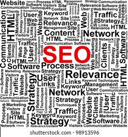 Words chosen the theme of the promotion of sites on the Internet. Vector illustration.