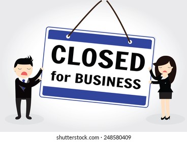 The words close for Business store or business to inform customers
