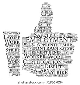Words cloud, Employment concept made with symbol like and tags on white background.