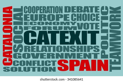 Words cloud relative to politic situation between Spain and Catalonia. Catalonia vote for leaving from the Spain state. Catextit word