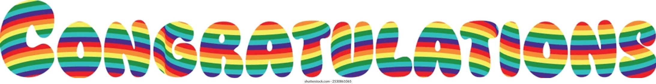 Palabras Felicitaciones Color del arco iris, felicitaciones Palabras Ilustración vectorial, aislado sobre fondo blanco.