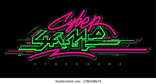 Words Cyber Game Abstract Vector Illustration Art